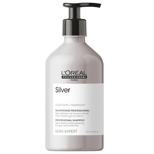 L'oreal Professionnel Silver dzeltenīgās krāsas neitralizējošs šampūns pelēcīgiem un gaišiem matiem (500 ml)