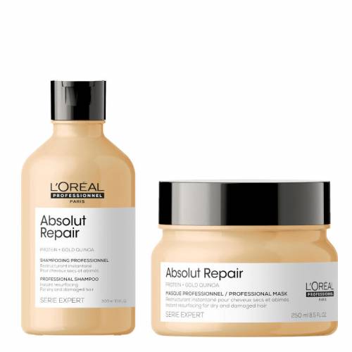 L'Oreal Professionnel Absolut Repair Gold Quinoa + Protein komplekts īpaši bojātiem matiem (300 + 250 ml)